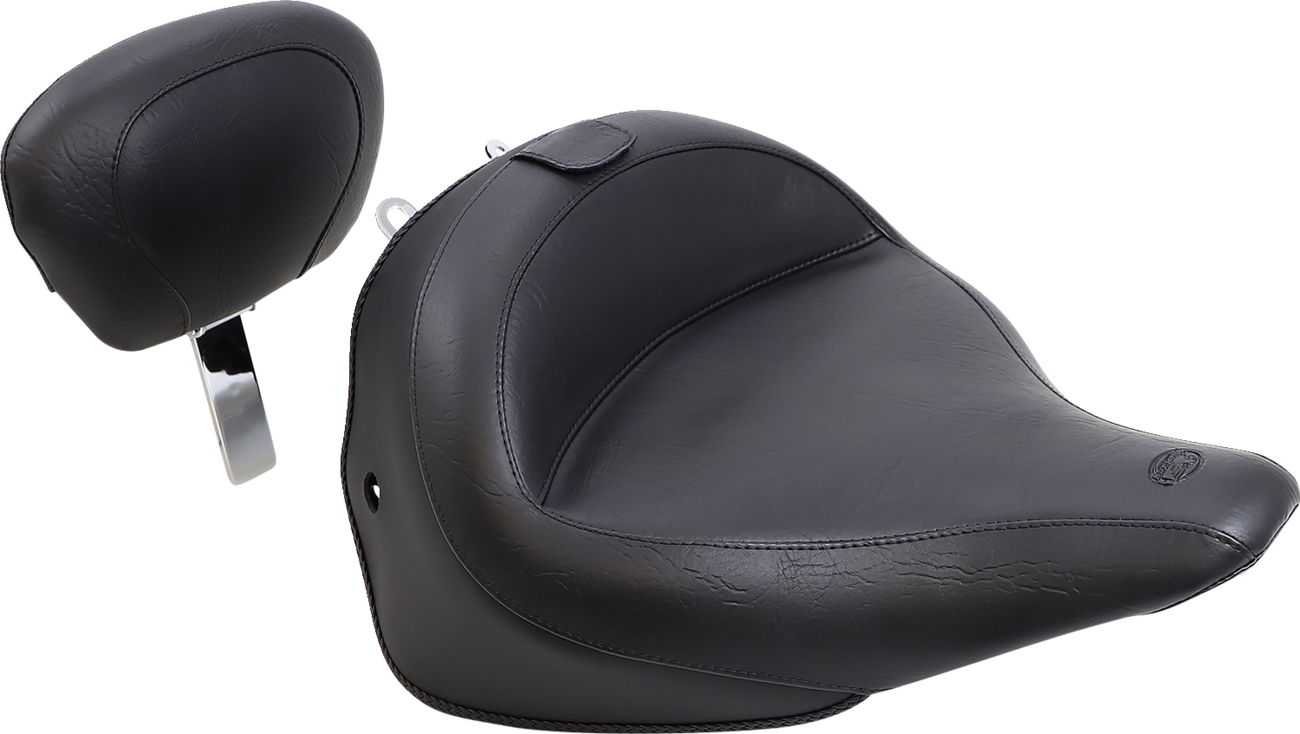 Wide Solo Seat - With Backrest - Vintage - Black - Smooth - Image 3