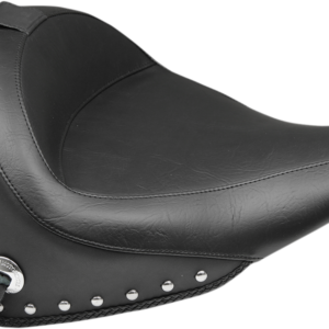 Wide Solo Seat - With Backrest - Black - Studded W/Concho