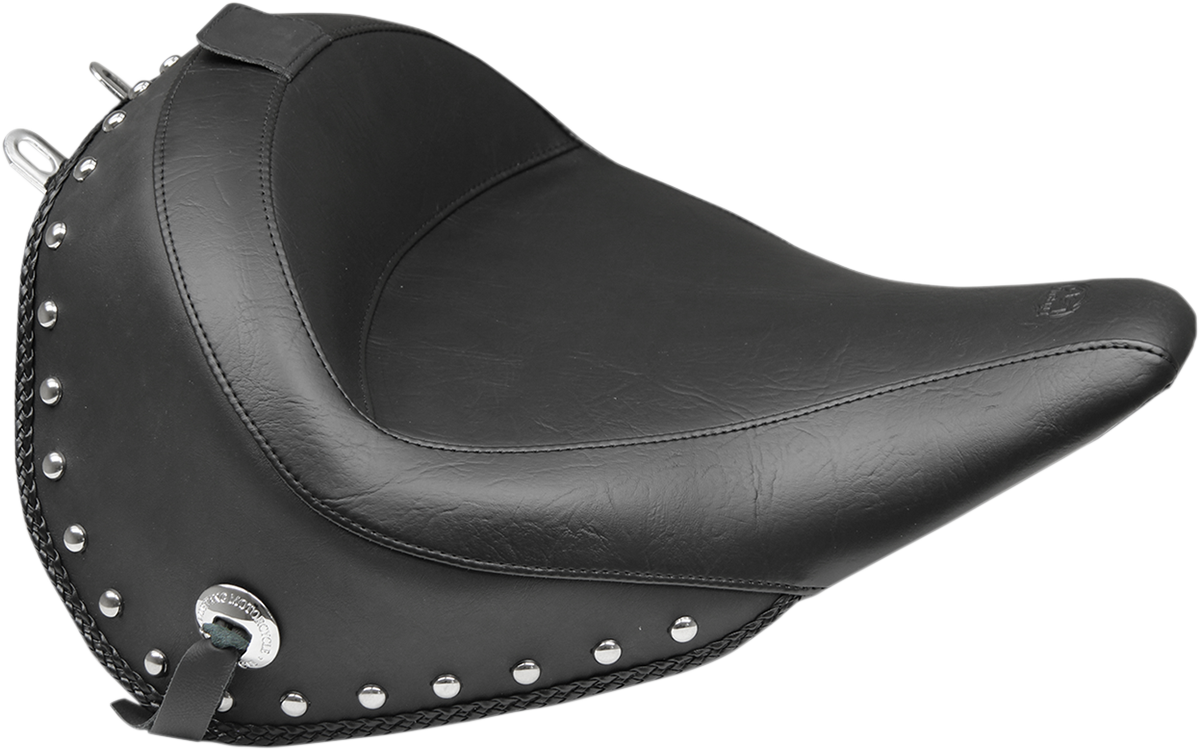 Wide Solo Seat - With Backrest - Black - Studded W/Concho