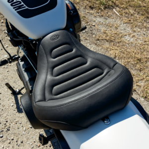 Max Profile Solo Touring Seat - without Driver Backrest - Black - Trapezoid Stitch - FXFB/FXFBS