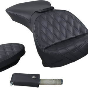 Explorer Seat - With Backrest - Lattice Stitched - Black - FLSTS