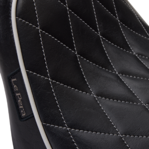 Bare Bones Solo Seat - Diamond Stitch w/ White Stitching/Piping - Black - Softail '18-'23