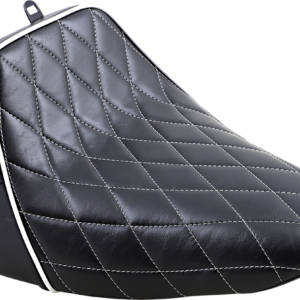 Bare Bones Solo Seat - Diamond Stitch w/ White Stitching/Piping - Black - FLFB '18-'23