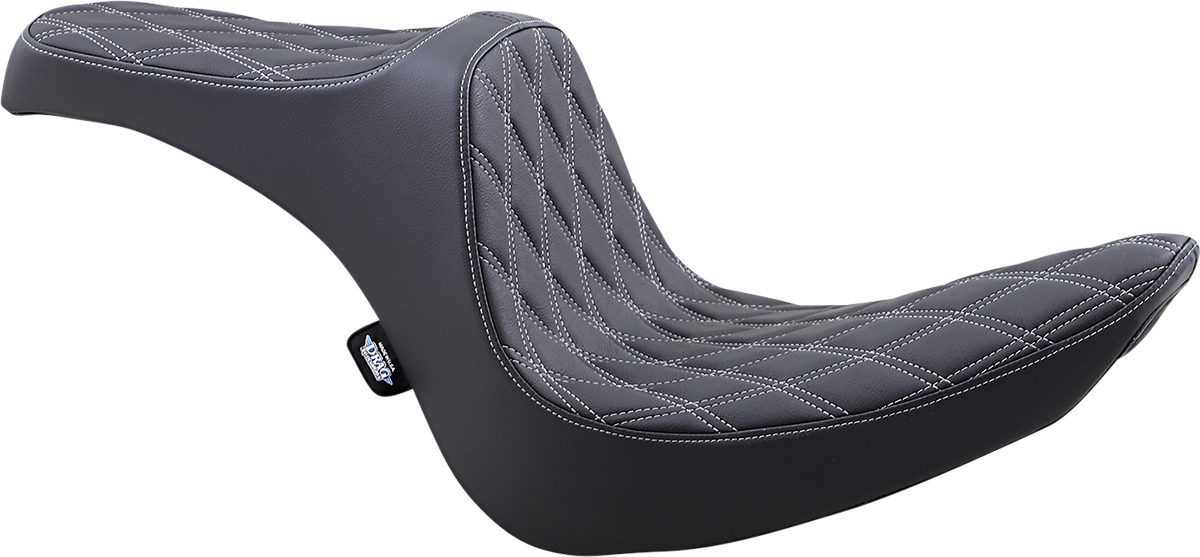 Predator III Seat - Double Diamond - Black w/ Silver Stitching - Softail '06-'17 - Image 2