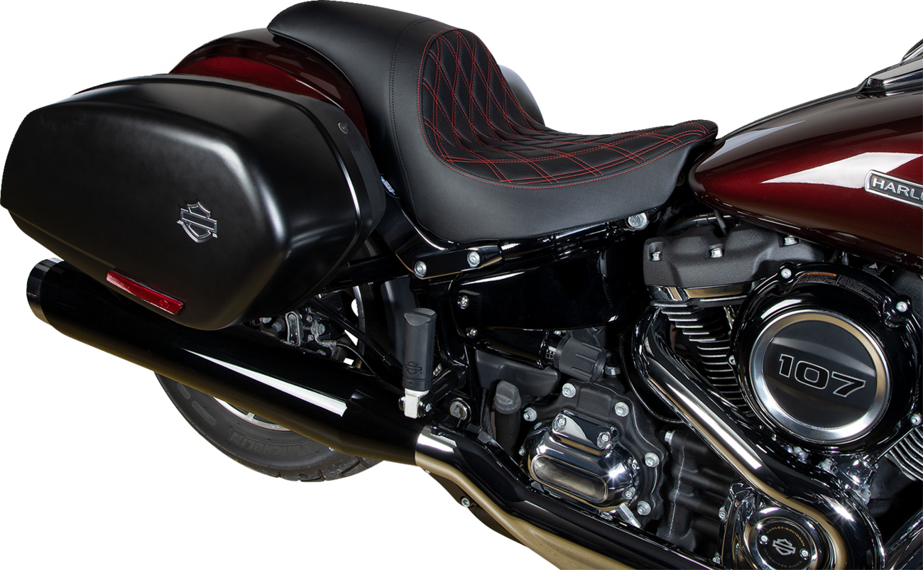 Predator Seat - Double Diamond w/ Red Sitching - Vinyl - FLSB/FXLR '18-'23 - Image 2