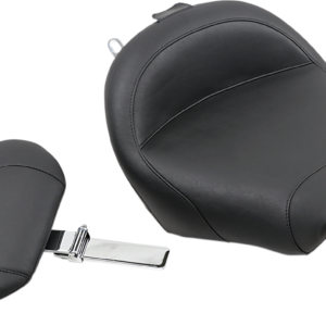 Wide Solo Seat - With Backrest - Vintage - Black - Smooth - Road King '97-'07