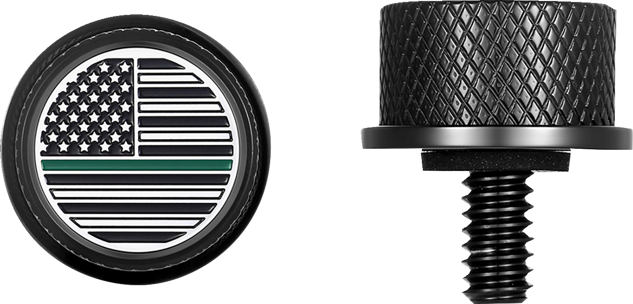 Seat Mounting Knob - Black - Green Line American Flag - Image 3