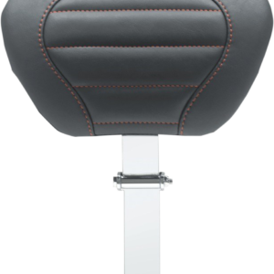 Deluxe Touring Removable Driver Backrest - Black W/American Beauty Red Stitching