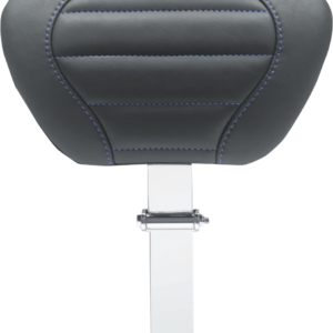 Deluxe Touring Removable Driver Backrest - Black W/Sky Blue Stitching