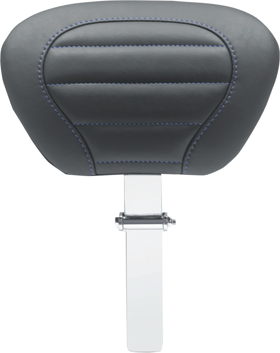 Deluxe Touring Removable Driver Backrest - Black W/Sky Blue Stitching