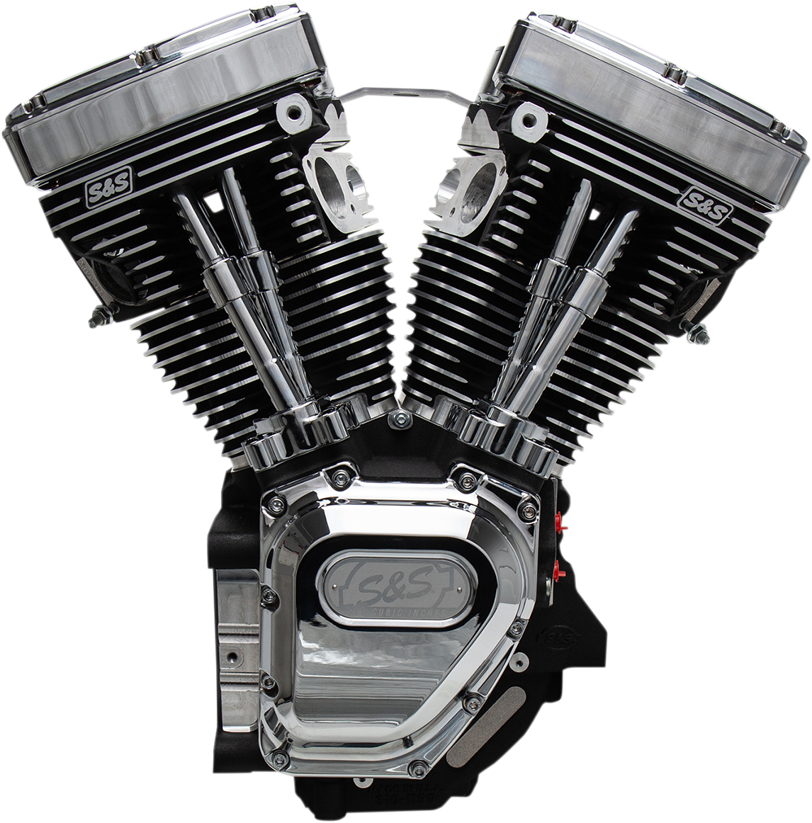 T111 Long Block Engine - Wrinkle Black and Chrome - Touring | Dyna