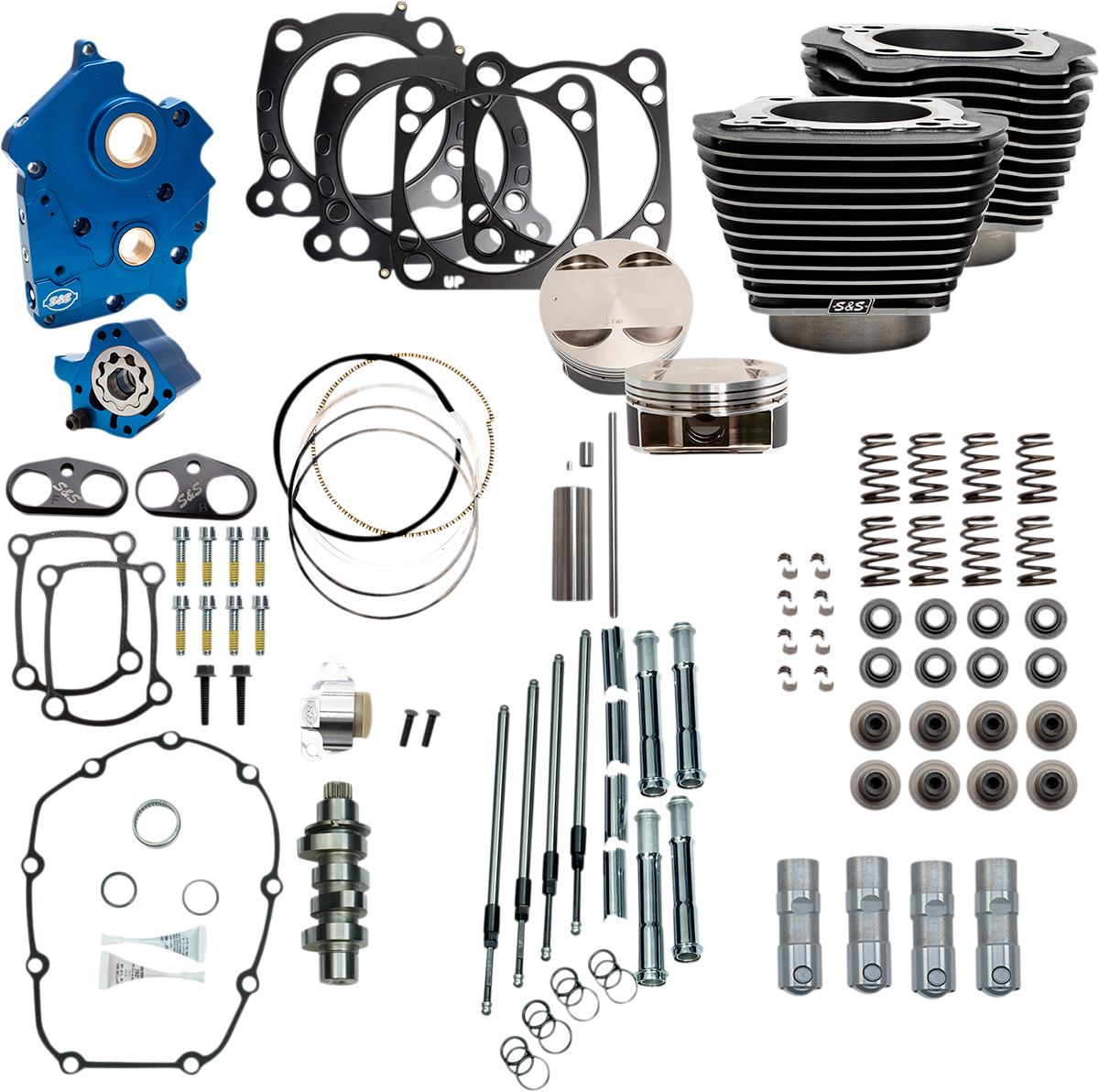 128" Power Package Engine Performance Kit - Chain Drive - Black Granite with Highlighted Fins