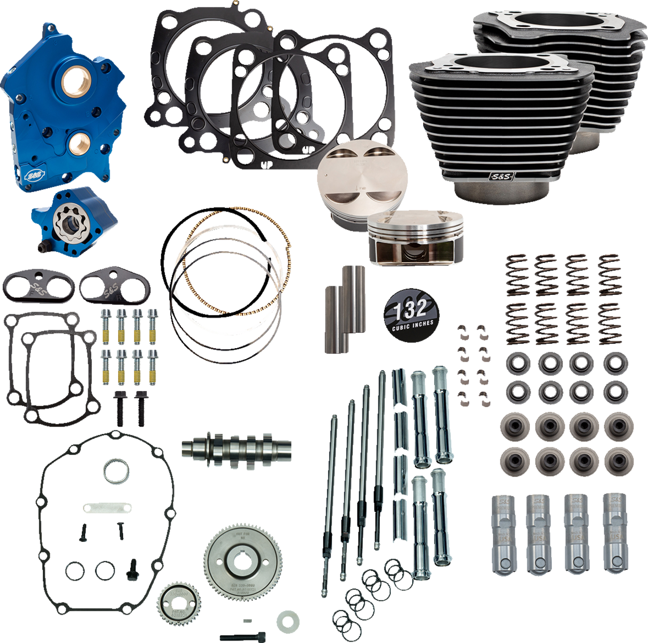 132" Power Package Engine Performance Kit - Chain Drive - Oil Cooled - Highlighted Fins - M8 - Image 2