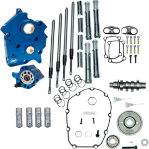 Cam Chest Kit with Plate - Gear Drive - Oil Cooled - 475 Cam - Chrome Pushrods -M8