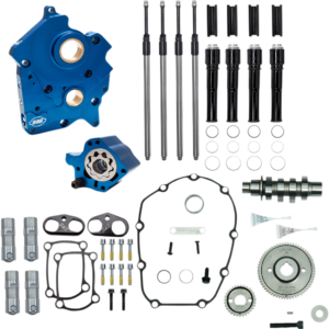 Cam Chest Kit with Plate - Gear Drive - Water Cooled - 465 Cam - Black Pushrods - M8