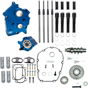 Cam Chest Kit with Plate - Gear Drive - Water Cooled - 475 Cam - Black Pushrods- M8