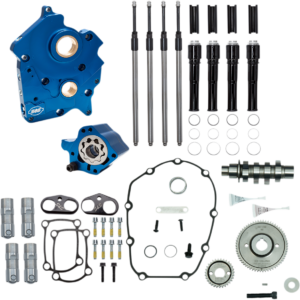 Cam Chest Kit with Plate - Gear Drive - Oil Cooled - 465 Cam - Black Pushrods - M8