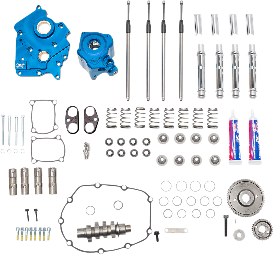 Cam Chest Kit with Plate - Gear Drive - Oil Cooled - 550 Cam - Chrome Pushrods - M8