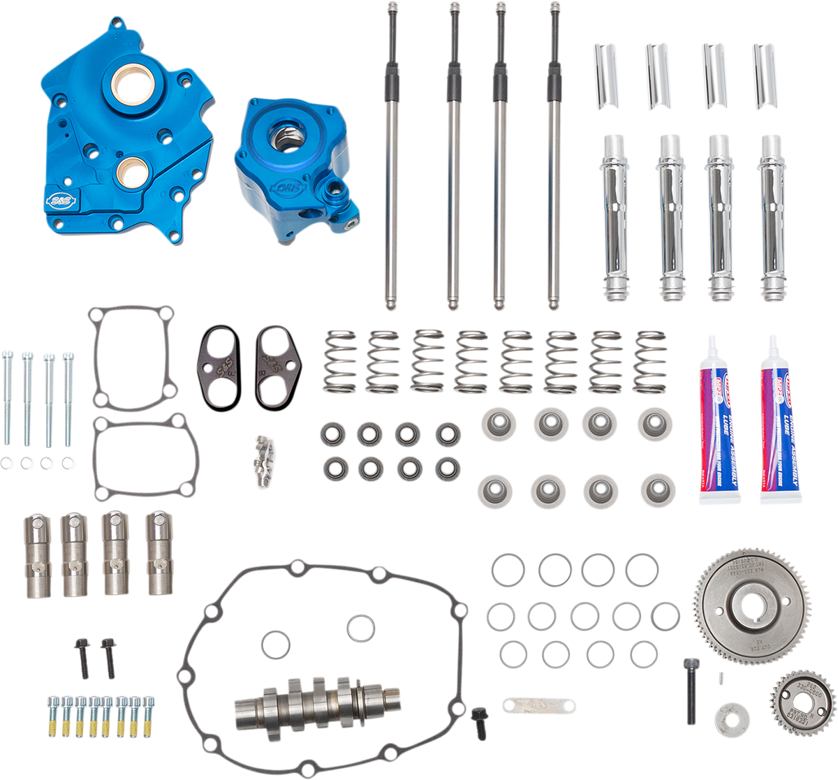 Cam Chest Kit with Plate - Gear Drive - Oil Cooled - 540 Cam - Chrome Pushrods - M8