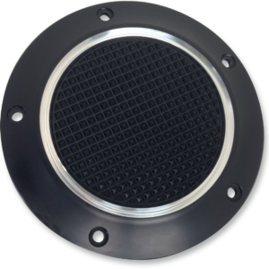 Timer Cover - Cross Cut - 5 Hole - Black Anodized - Twin Cam