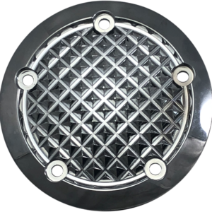 Timer Cover - Cross Cut - 5 Hole - Chrome - Twin Cam