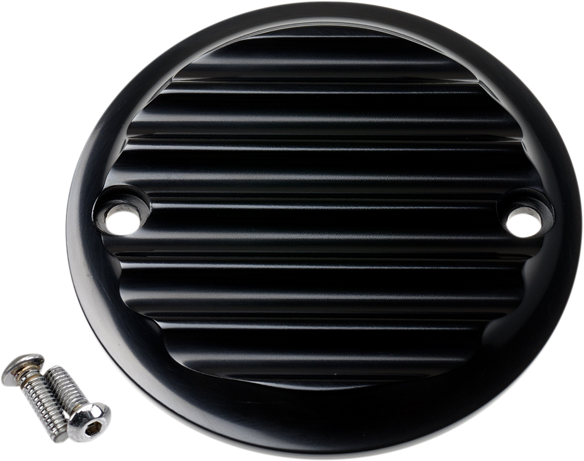 Points Cover - Finned - 2 Hole - Black Anodized