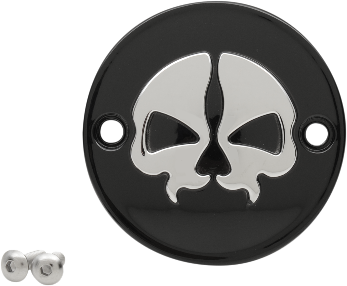 Points Cover - Black - Chrome Skull - 2 Hole - M8 - Image 2