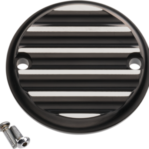 Timing Cover - Finned - Black Anodized Silver - M8