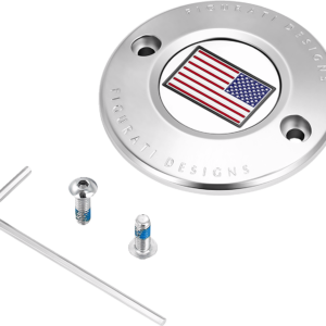 Timing Cover - 2 Hole - American Flag - Reversed - Stainless Steel
