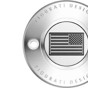 Timing Cover - 2 Hole - American Flag - Contrast Cut - Stainless Steel