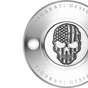 Timing Cover - 2 Hole - Skull - Contrast Cut - Stainless Steel