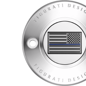 Timing Cover - 2 Hole - Blue Line American Flag - Stainless Steel