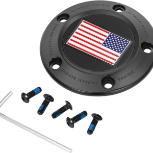 Timing Cover - 5 Hole - American Flag - Reversed - Black