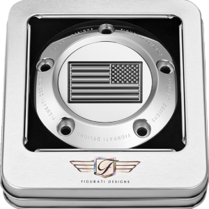 Timing Cover - 5 Hole - American Flag - Contrast Cut - Stainless Steel