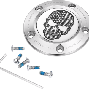Timing Cover - 5 Hole - Skull - Contrast Cut - Stainless Steel