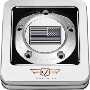 Timing Cover - 5 Hole - Blue Line American Flag - Stainless Steel