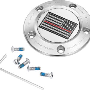 Timing Cover - 5 Hole - Red Line American Flag - Stainless Steel