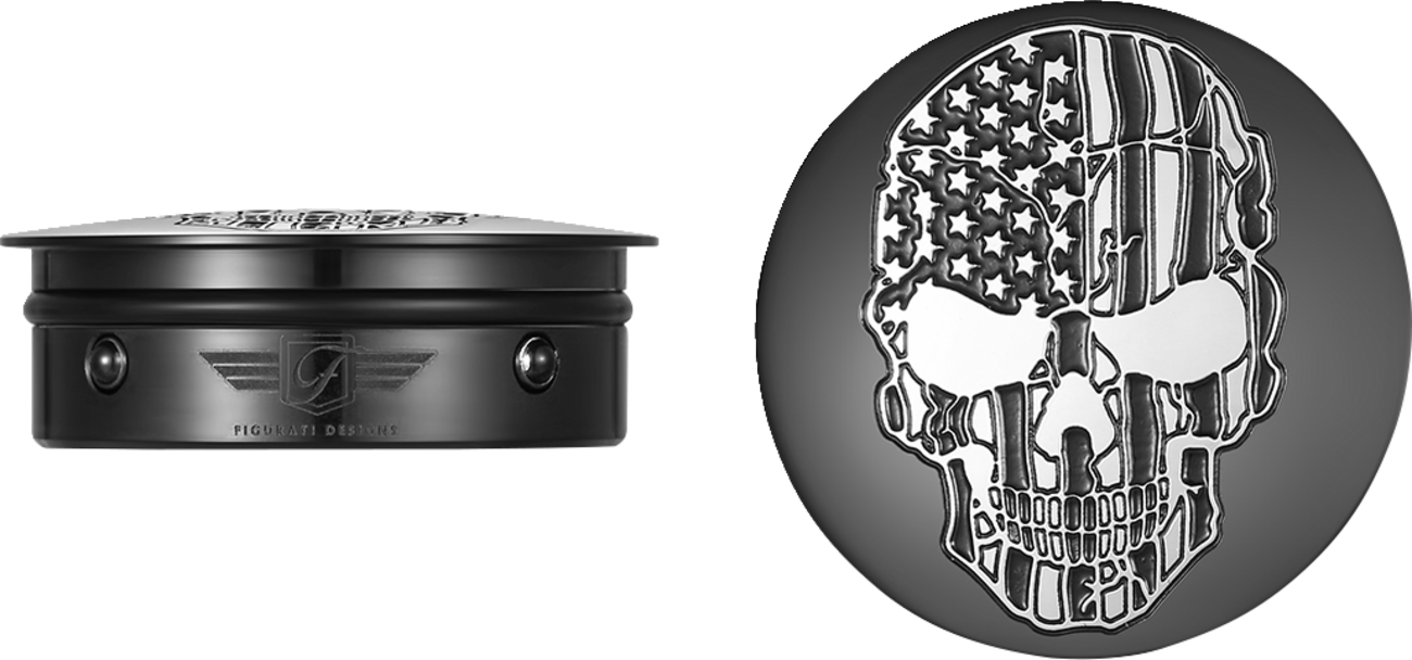 Swing Arm Covers - Contrast Cut - American Flag Skull - Custom - Black - Image 3