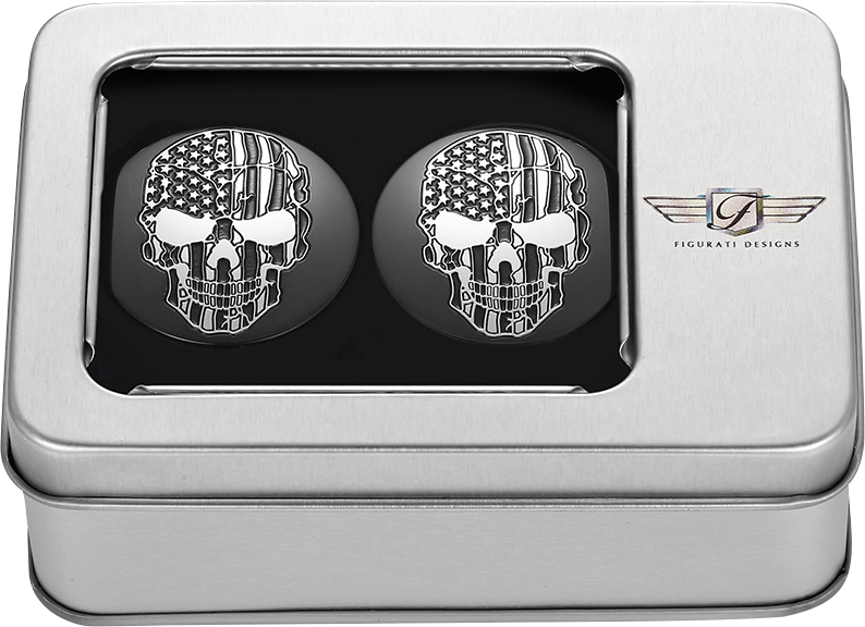 Swing Arm Covers - Contrast Cut - American Flag Skull - Custom - Black - Image 4