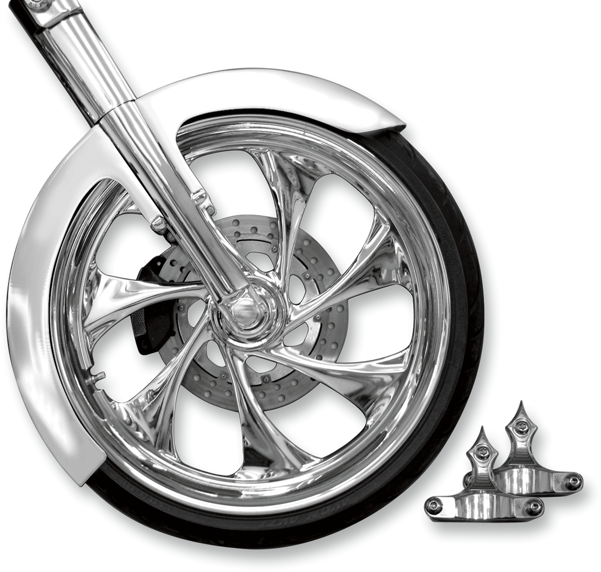 Phantom Front Fender Kit with Chrome Adapters - For 23" Wheel - Image 2