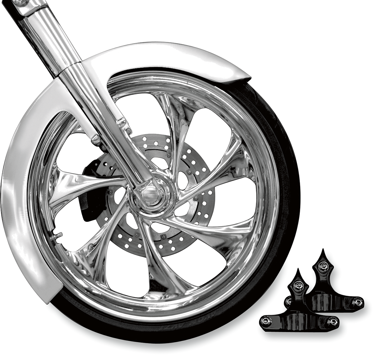Phantom Front Fender Kit with Black Adapters - For 23" Wheel - Image 3