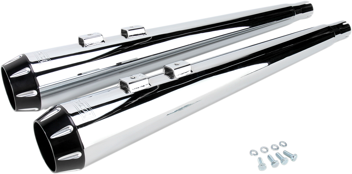 Megaphone Mufflers - Chr/Blk - Fluted - Performance Baffle