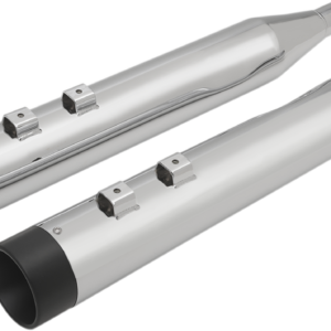 4" Slip-On Mufflers with Billet End Caps - Chrome/Black