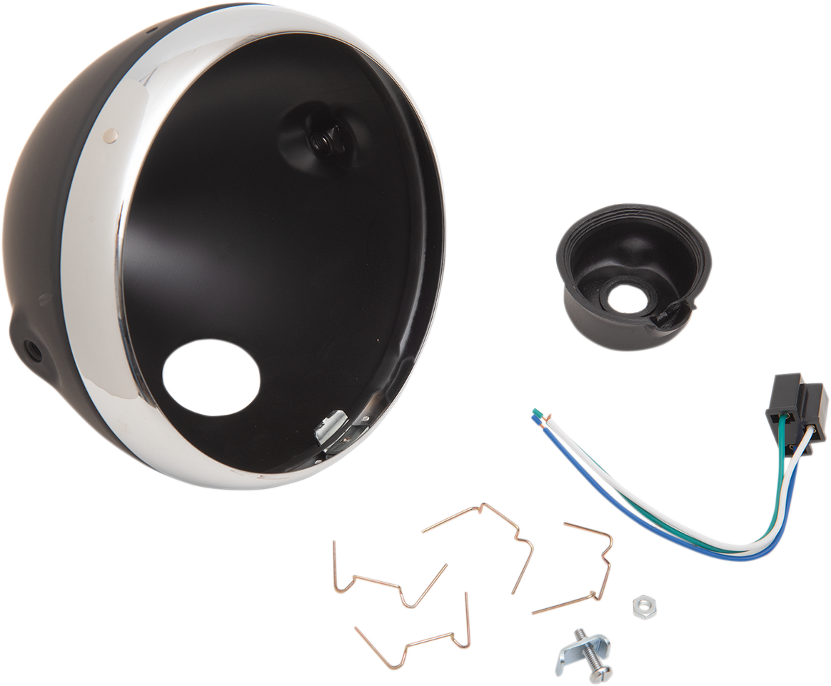 Lucas Style Headlight Shell - 7" - Black