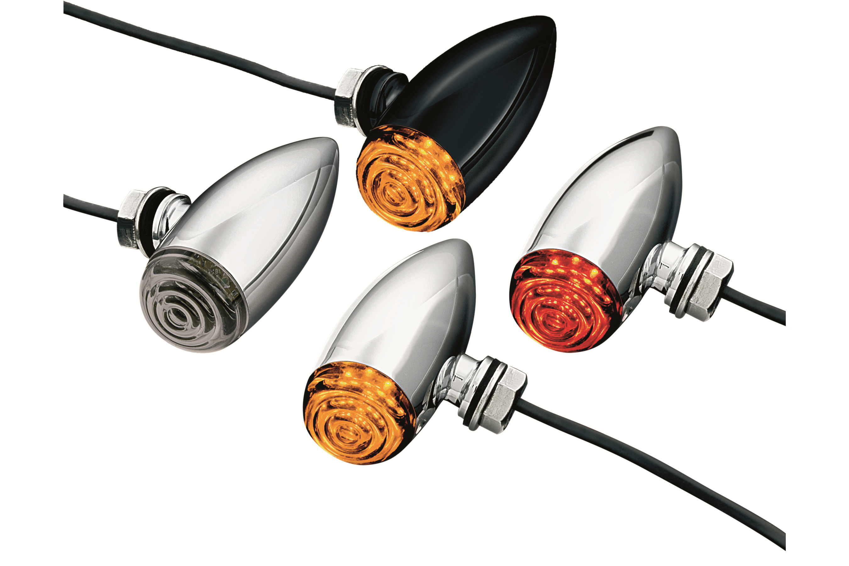 Mini LED Bullet Lights - Amber/Smoke Lens - Black
