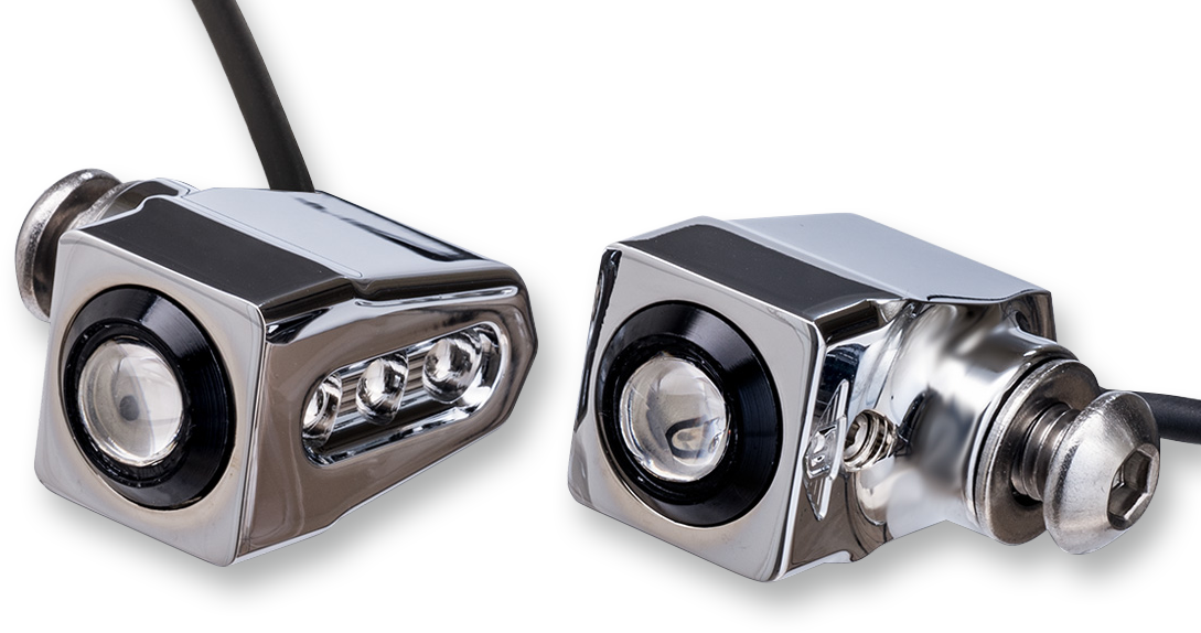 Side-mount LED Turn Signals - Chrome/Red