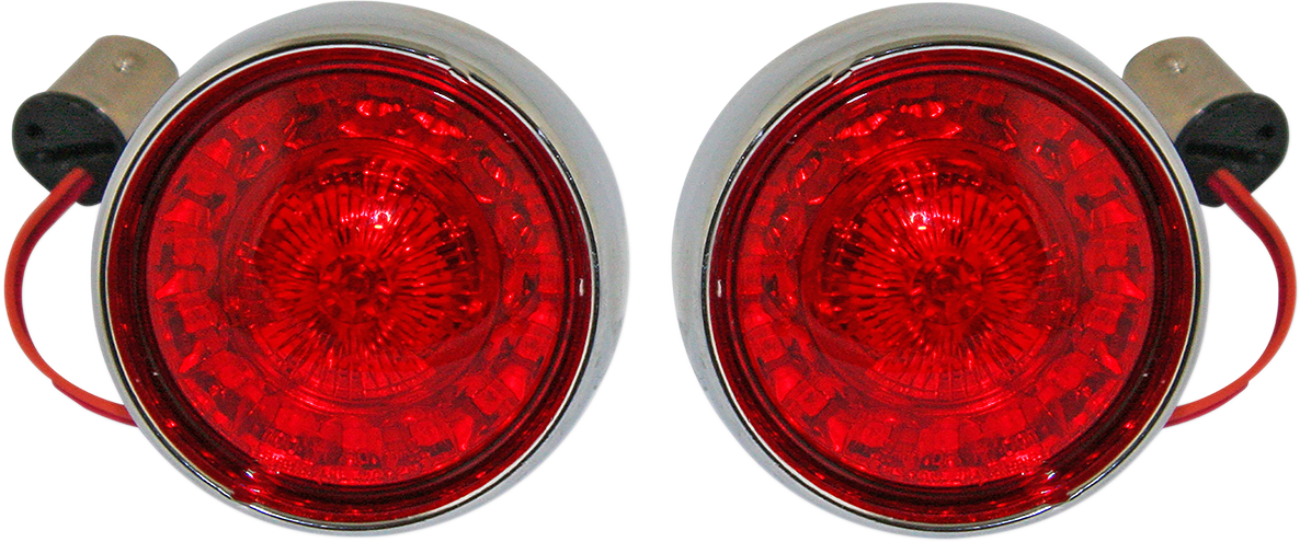 Bullet Turn Signal - 1157 - Chrome - Red Lens - Image 2