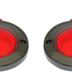 LED Flat Turn Signals - 1156 - Black - Red Lens