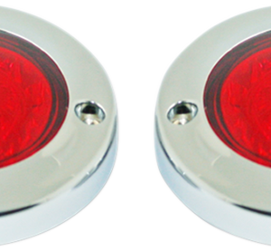 LED Flat Turn Signals - 1156 - Chrome - Red Lens