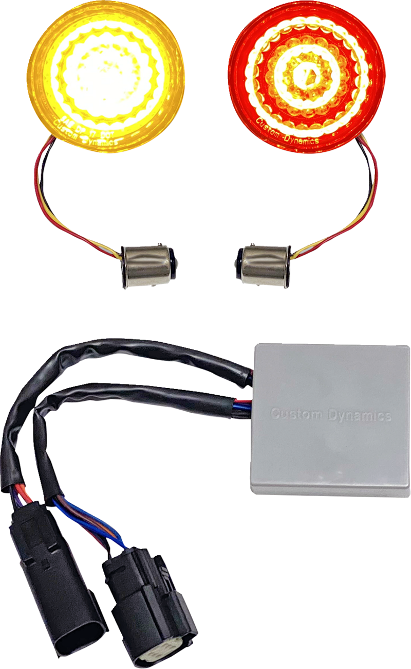Solid Amber Turn, Red Run/Brake w/ Brake Strobe for Touring